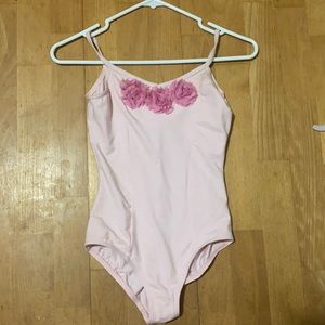 Pink Capezio Child’s Large 90% Cotton/ 10% Spandex Unitard with Flowers